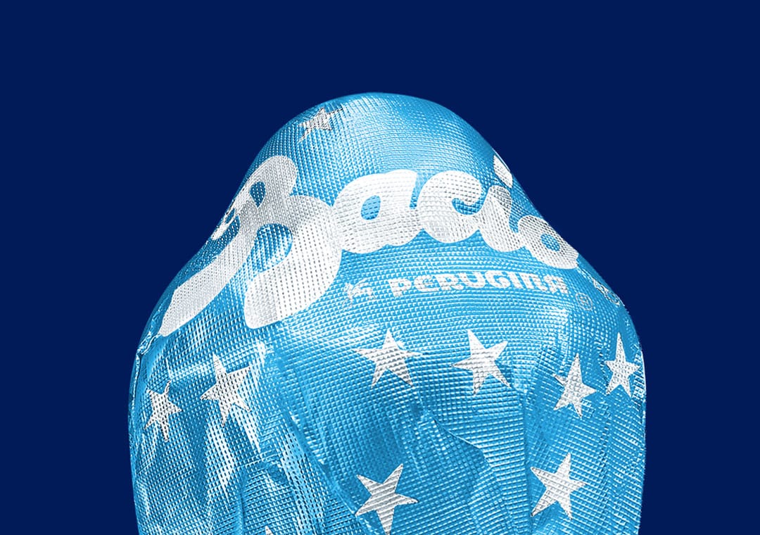 Baci Perugina milk chocolate in blue with silver stars wrapper