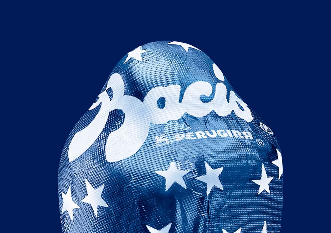 Baci Perugina white chocolate in blue with white stars wrapper