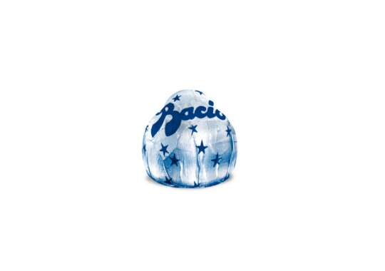 Elegant silver Baci wrapper with blue stars