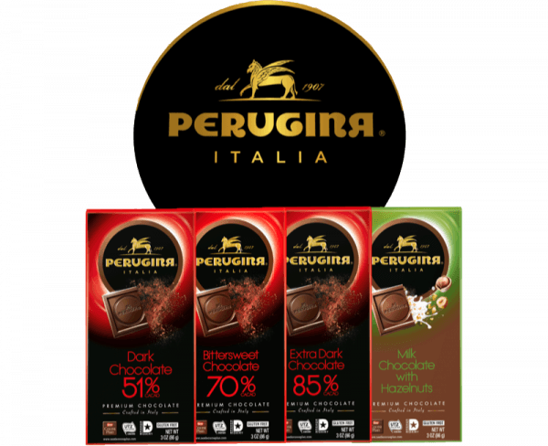 4 tablets of baci perugina with dark and milk chocolate