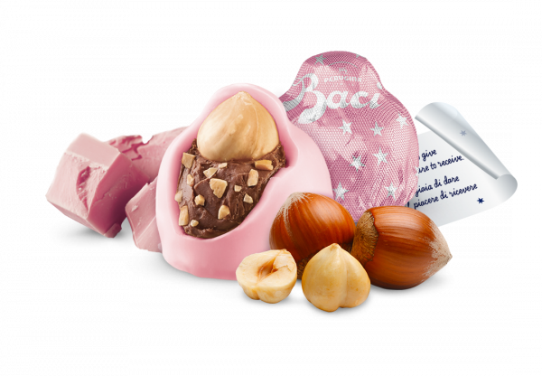 Ingredients and wrapper of Baci Limited Edition Ruby pink