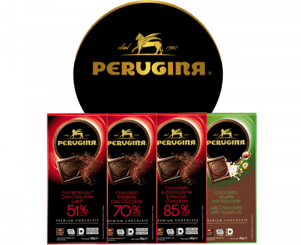 4 tablets of baci perugina with dark and milk chocolate
