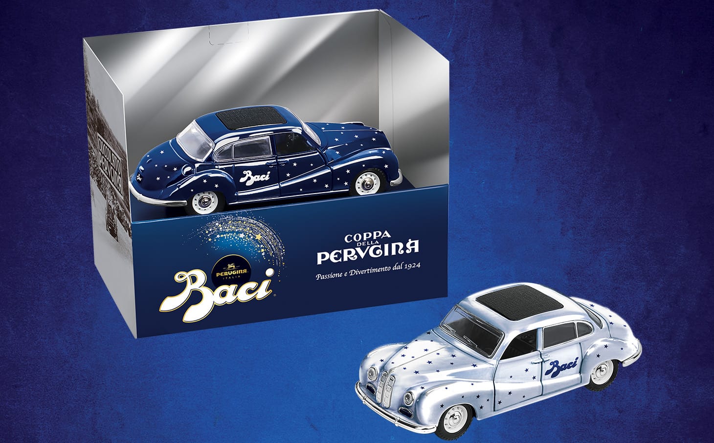 Confezione coppa con auto in miniatura di Baci Perugina