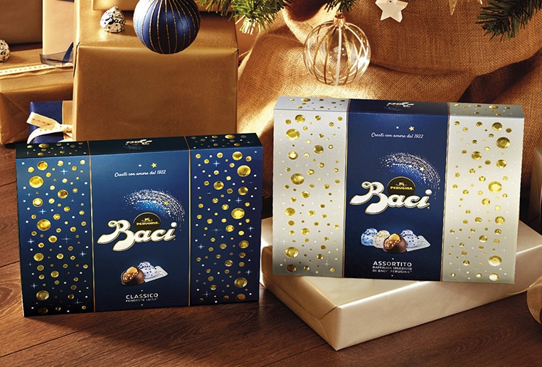 Scatole di cioccolatini regalo Baci Perugina, assortito e classico Fondente Luisa collezione Natale