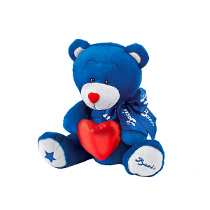 Baci Perugina orso blu peluche con cuore cioccolato fondente San Valentino