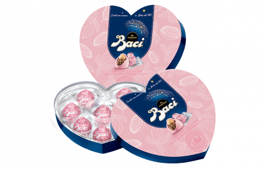 Scatola a forma di cuore con cioccolatini rosa Ruby Baci Perugina