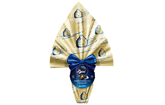 Uovo pasqua cioccolato fondente 70% Baci Perugina sorpresa raffinata collezione pasqua