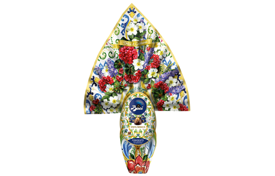 Uovo di Pasqua al cioccolato fondente con nocciole florale - Baci® Perugina®