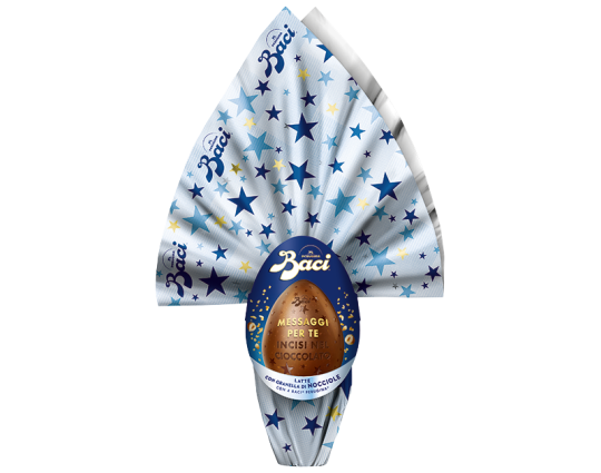 Uovo di Pasqua al cioccolato al latte con nocciole con messaggi incisi sull’uovo - Baci® Perugina® 