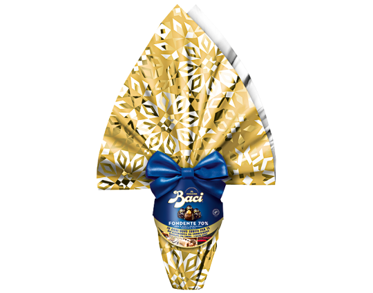 Uovo pasqua cioccolato fondente 70% Baci Perugina sorpresa raffinata collezione pasqua
