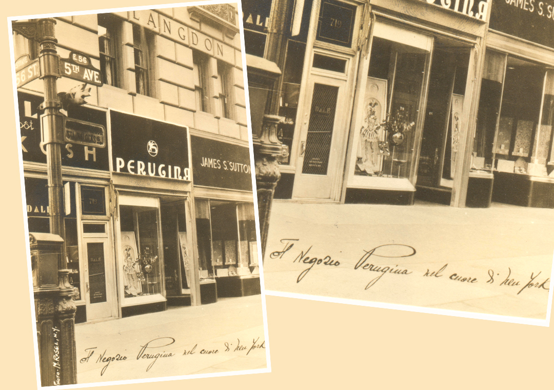 Black and white photo of first perugina store in New York