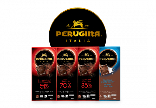 4 tablets of baci perugina with dark and milk chocolate